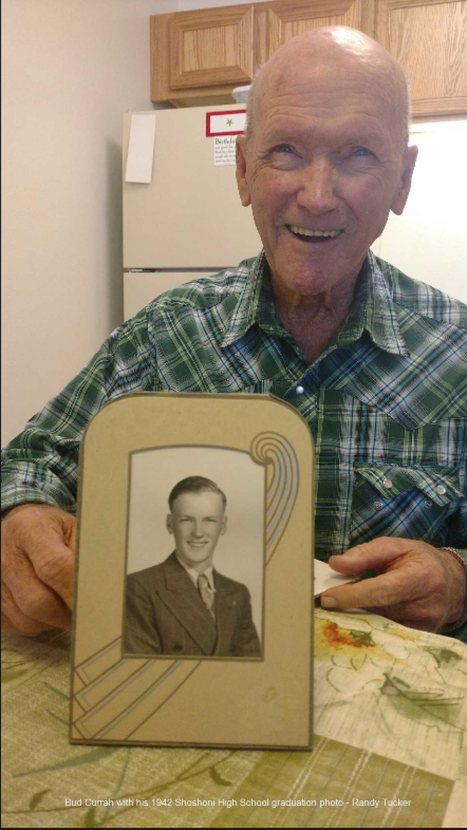 Bud Currah with his Shoshoni High School Graduation photo.