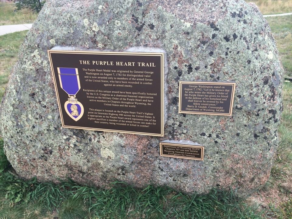 Purple Heart Trail Marker, I-80, Lincoln Rest Stop, Albany County, WY