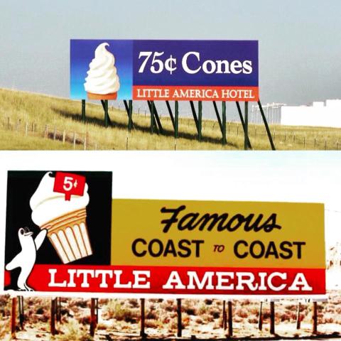 Little America Ice Cream Billboard through the years